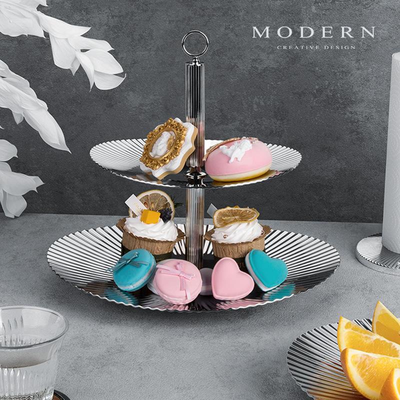 Two - Tier Stainless Steel Cake Stand - Luwak - Morden Minimalis Home Decor