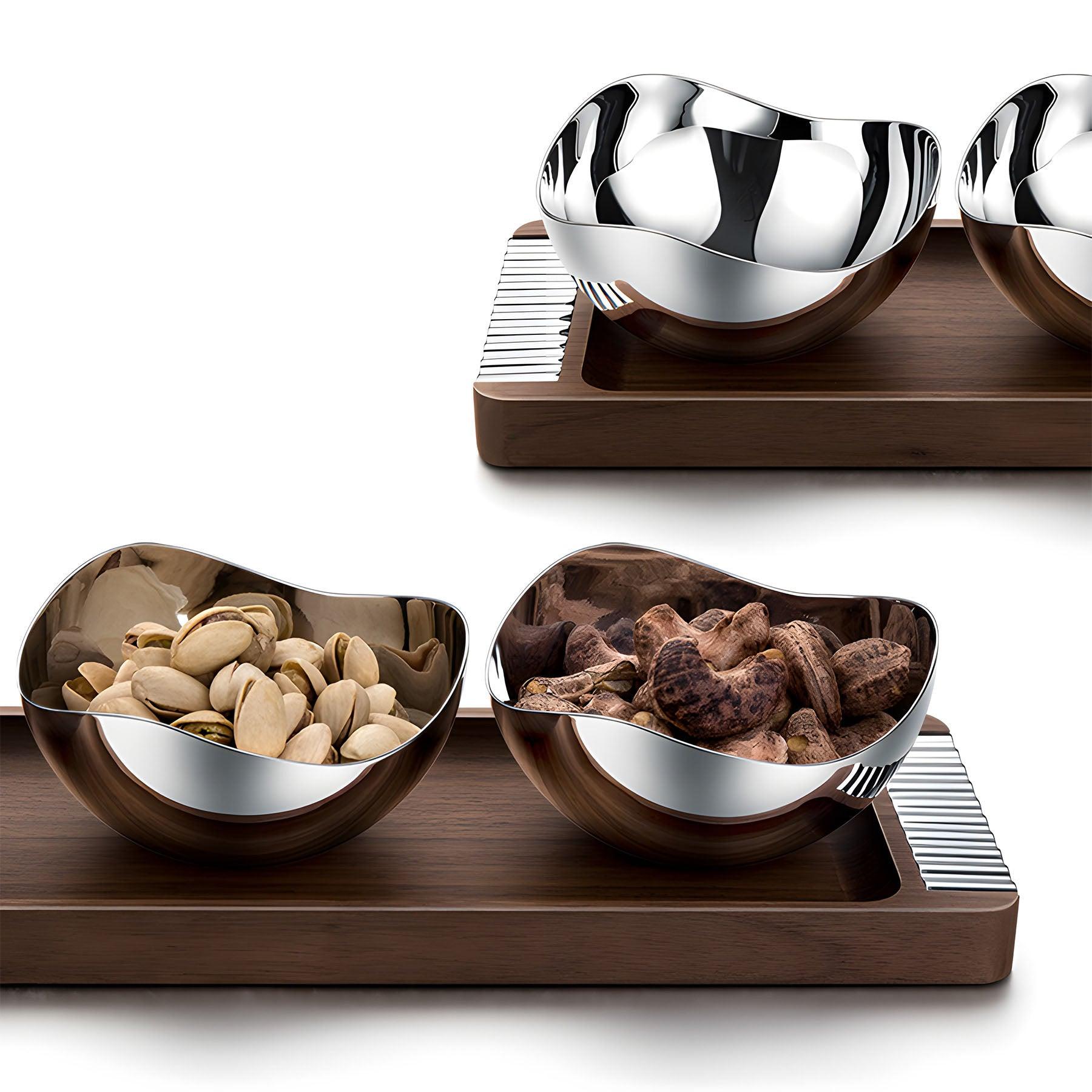 3 - Bowls Snack Dish Walnut Base Nut Bowl - Luwak - Morden Minimalis Home Decor